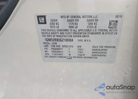 2016 Chevrolet Equinox Lt from USA, damaged, VIN 1GNFLFEK5GZ106004